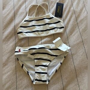 Polo Ralph Lauren Kids Black and White Striped Bikini